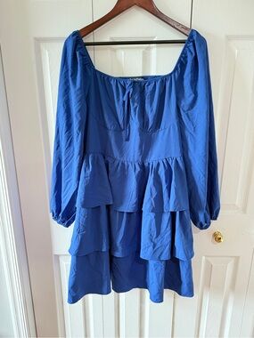 Blue Tiered Peasant Dress